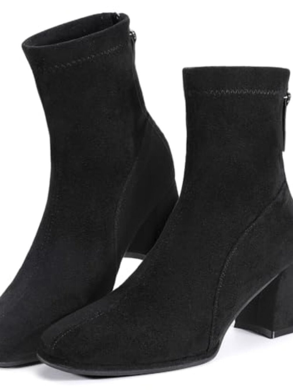 🆕 Women's Square Toe Ankle Boots Faux Suede Low Block Heel Chelsea Boots Women
